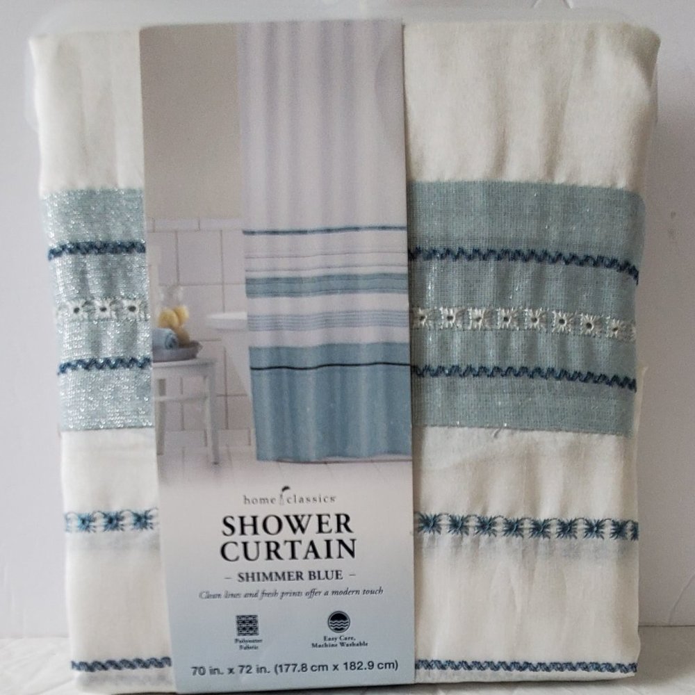 Blue SHIMMER Shower Curtain 70x72"